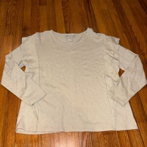 American Rag Cream Ruffle Sleeve Sweatshirt
